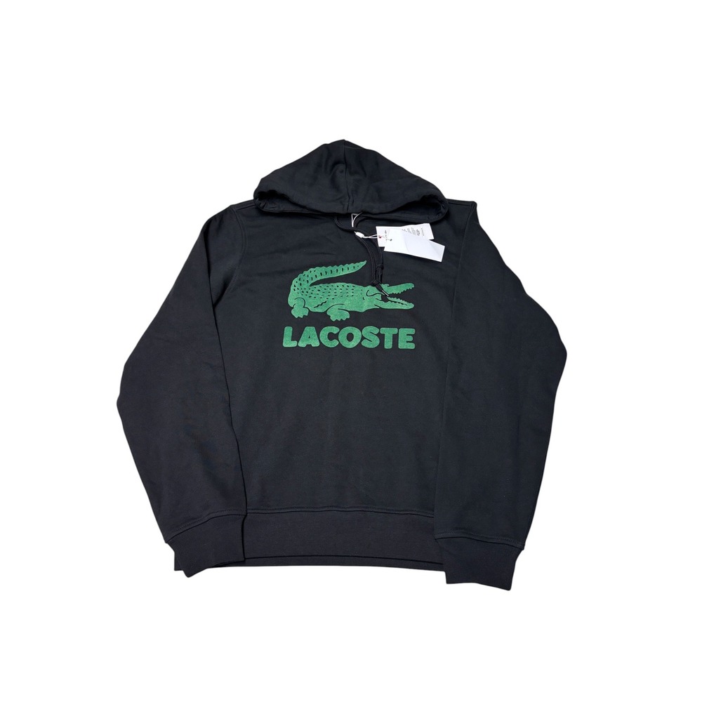 NWT‎ Lacoste Mens Logo Graphic Hoodie Black Green Crocodile SH2169 Size 4 Medium